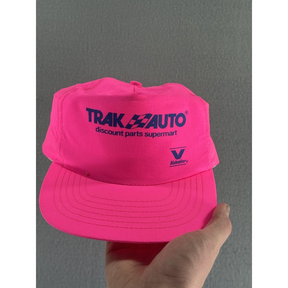 Vintage Trak Auto Valvoline No Problem Hat Cap Snap Back Mens One Size Pink